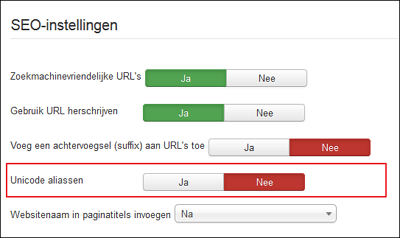 Joomla - Unicode aliassen
