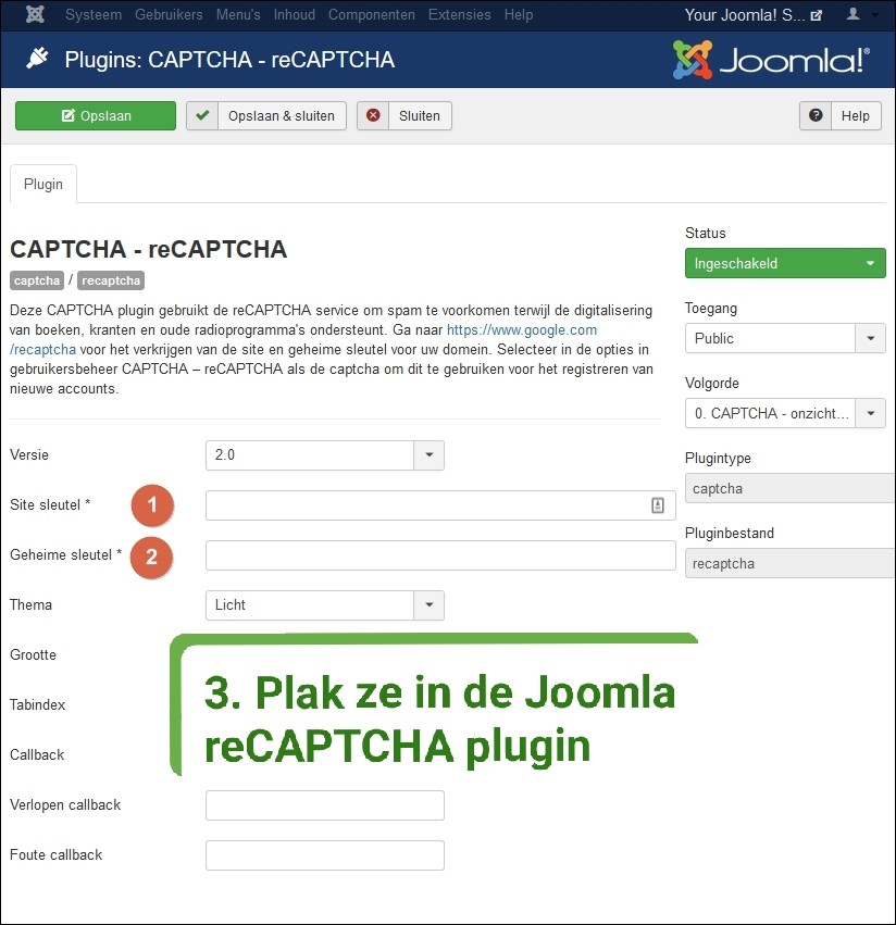 joomla anti spam beveiliging stap 3